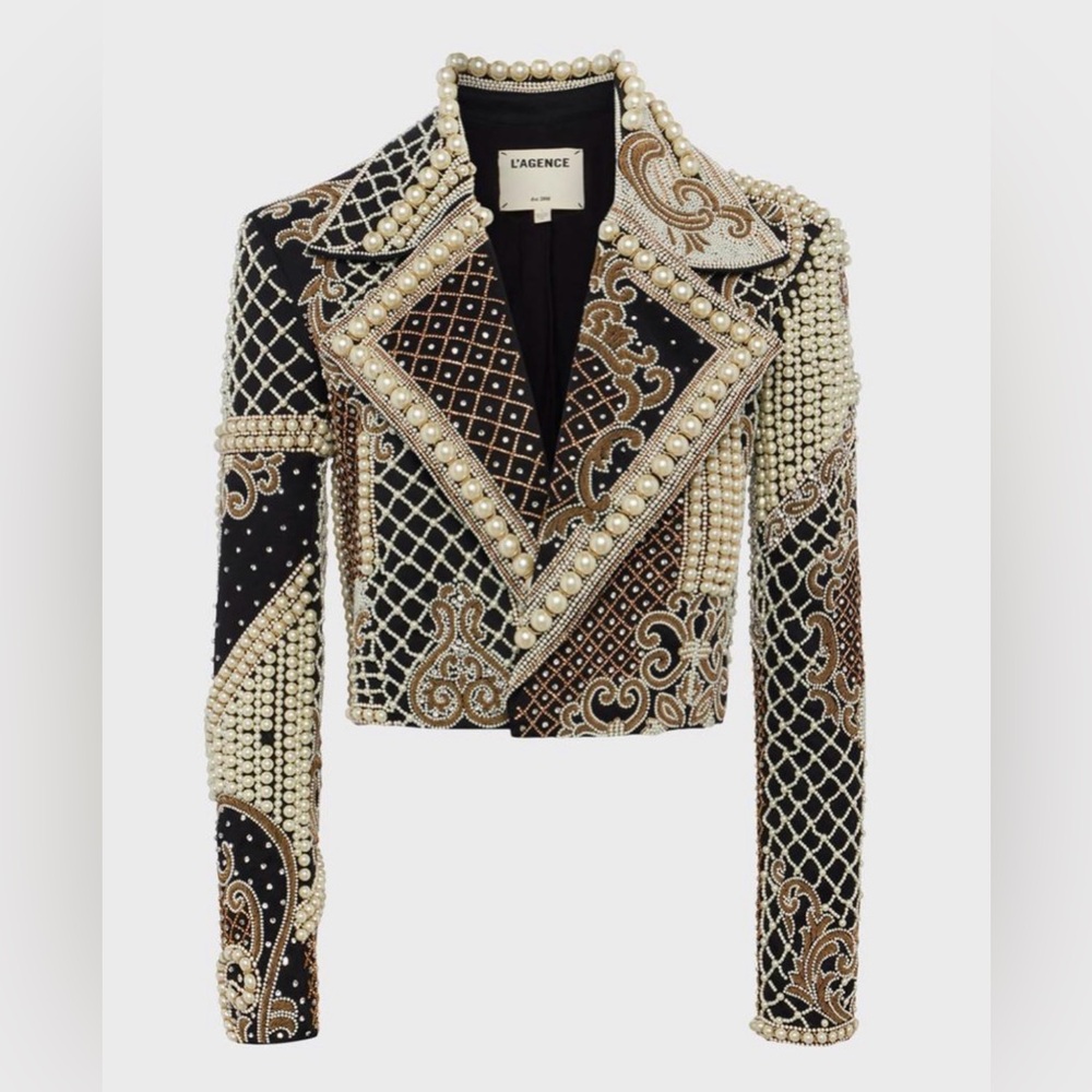 L’agence Kya Embellished Cropped Blazer